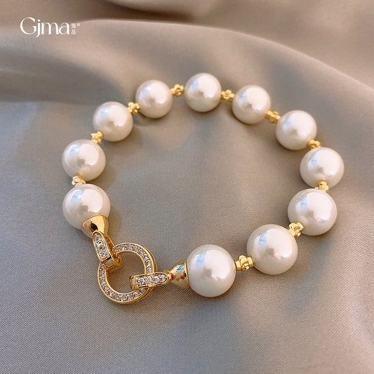 Women's Electroplated Zircon Circle Pearl Fashionable Elegant Versatile Retro Affordable Luxury Bracelet