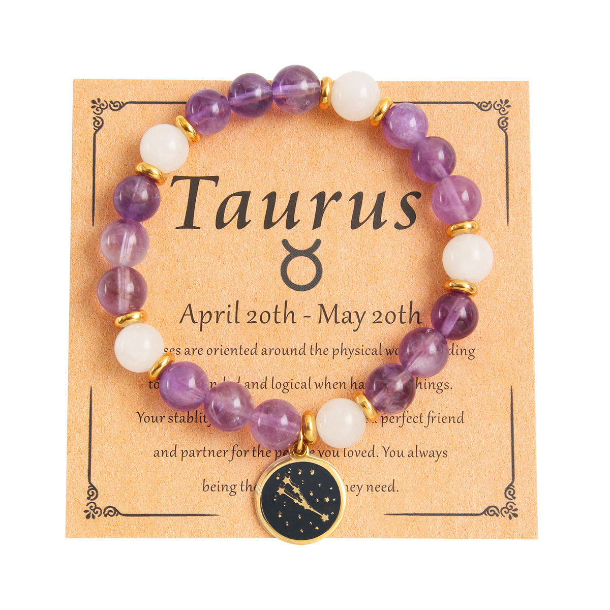 Beaded With Card Round Stainless Steel Gold Plated Drop Oil Bracelets