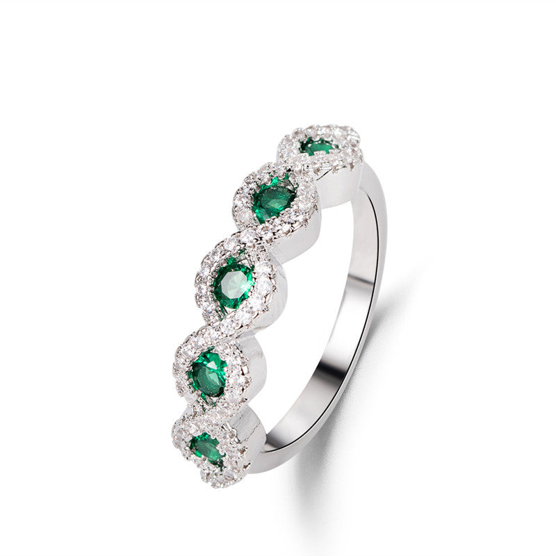 Micro Rhinestone Emerald Female Ruby Full Diamond Hipster Rings