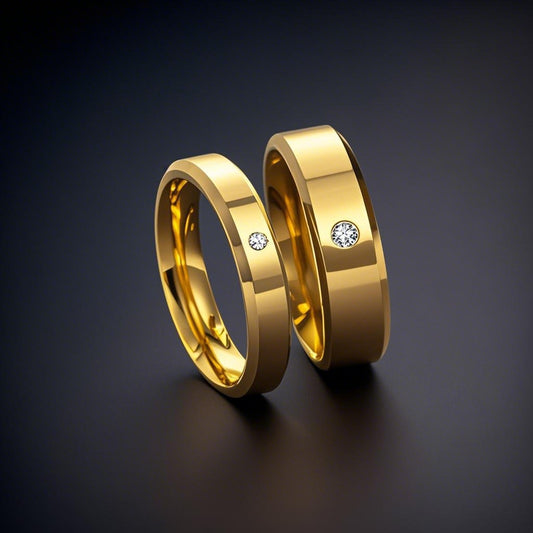 Steel Couple Pairs Of Wind Diamond Niche Simple Rings