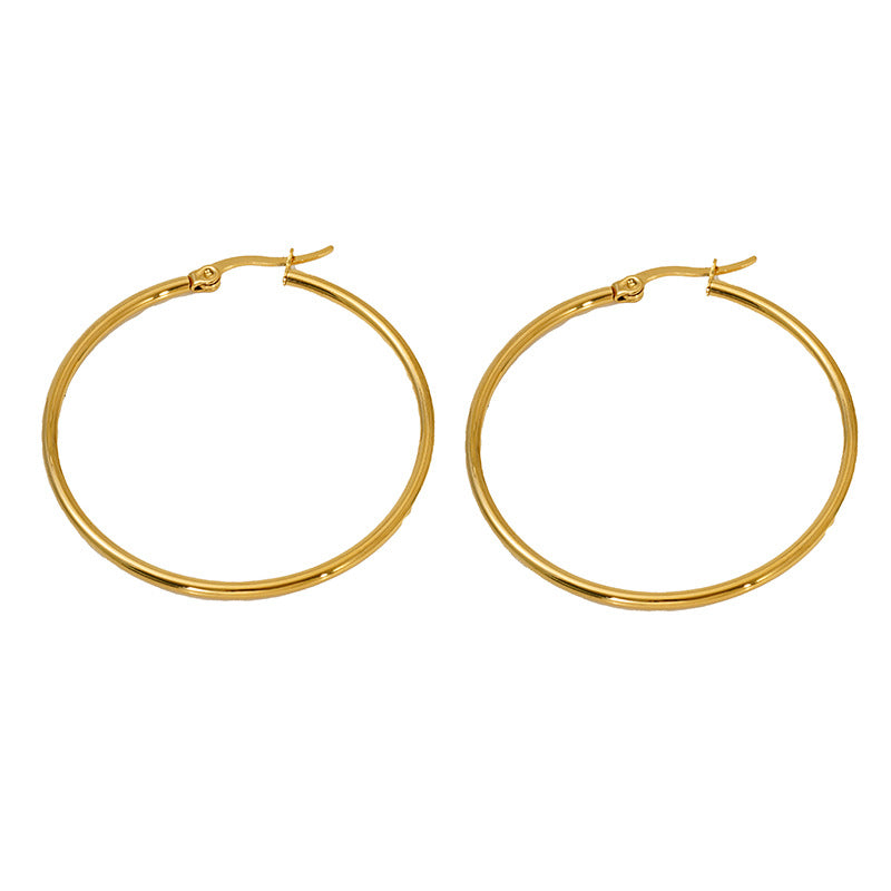 Women's Stainless Steel Round Coil Buckle Plated Fashionable Simple Ear Line