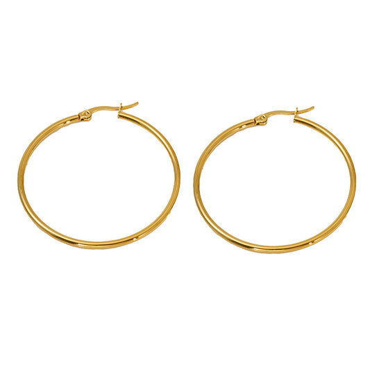 Women's Stainless Steel Round Coil Buckle Plated Fashionable Simple Ear Line