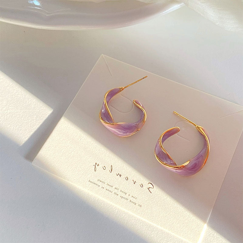 Purple Female Retro Sense Ear Cute Earrings