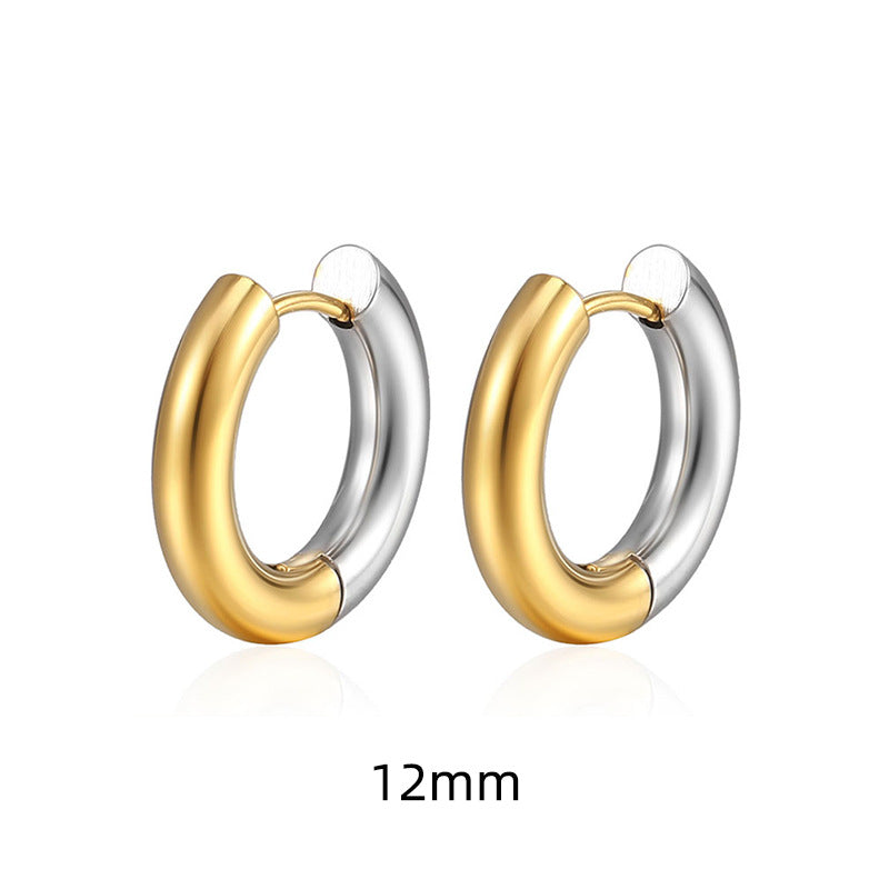 Women's & Men's Stainless Steel Clip Exaggerated Thick Thread Round Large Ear Buckle