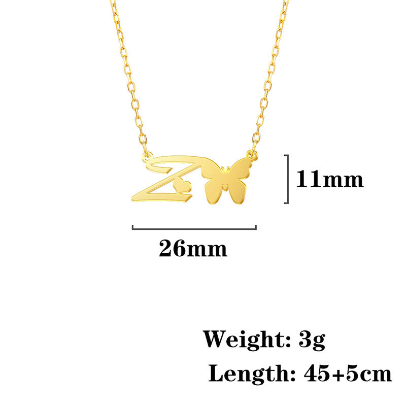Stainless Steel Butterfly Love Letter High-grade Clavicle Pendants