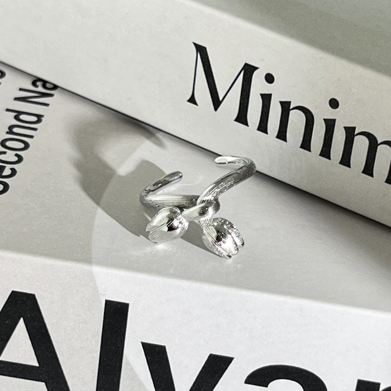 Diamond Flower Language Light Luxury Mix Match Personality Bow Tie Ring