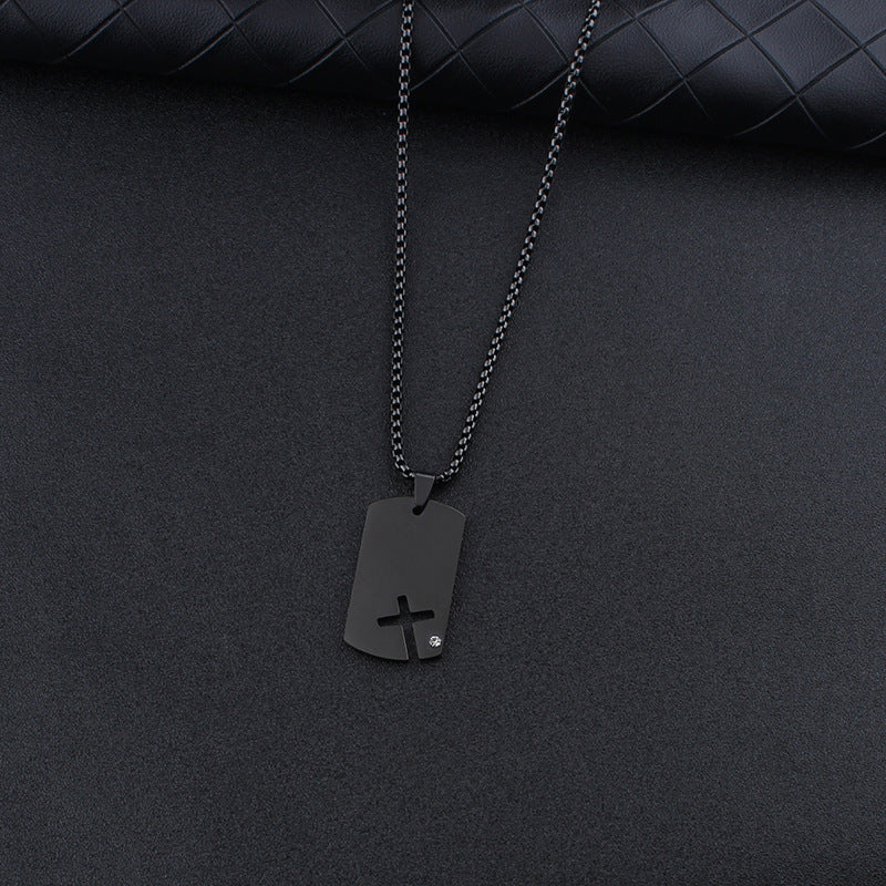 Men's & Women's Personalized Simple Dog Tag Hollow Cross Pendants