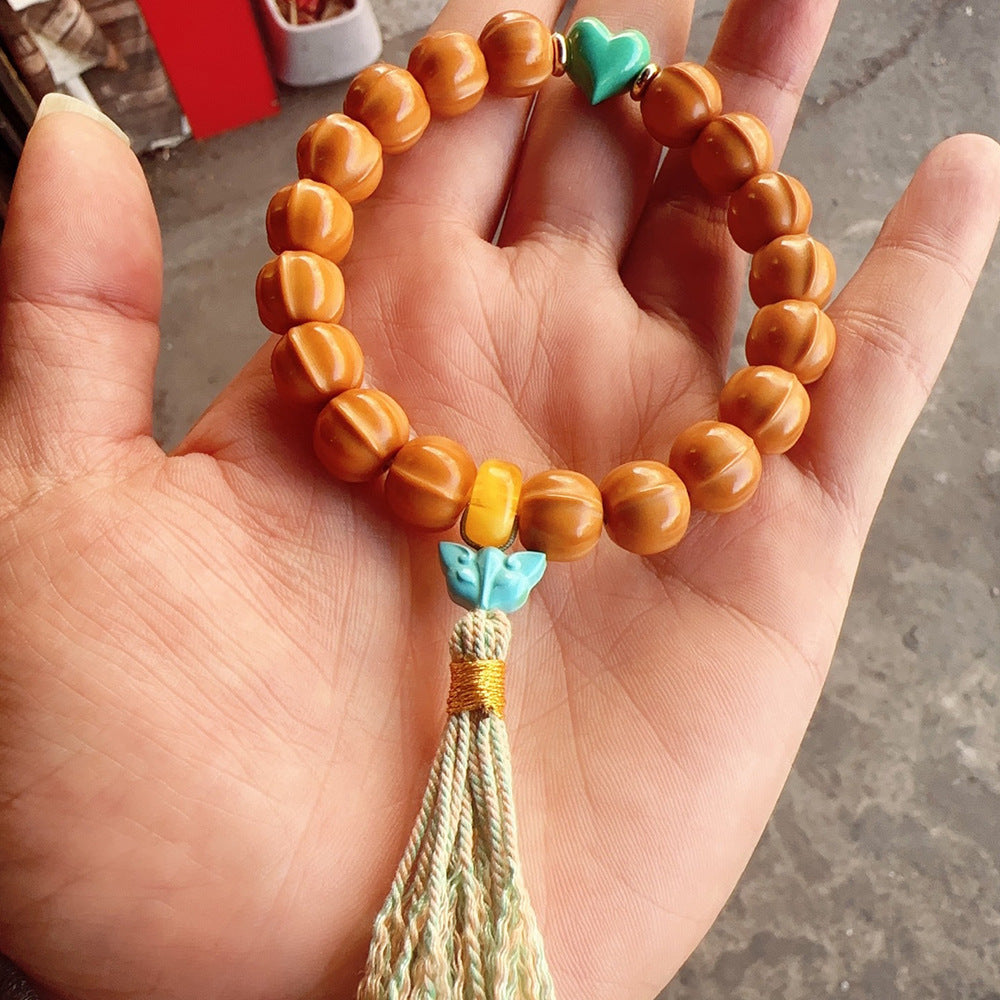 Monkey Head Walnut Glossy Love Fart Peach Single Bracelets