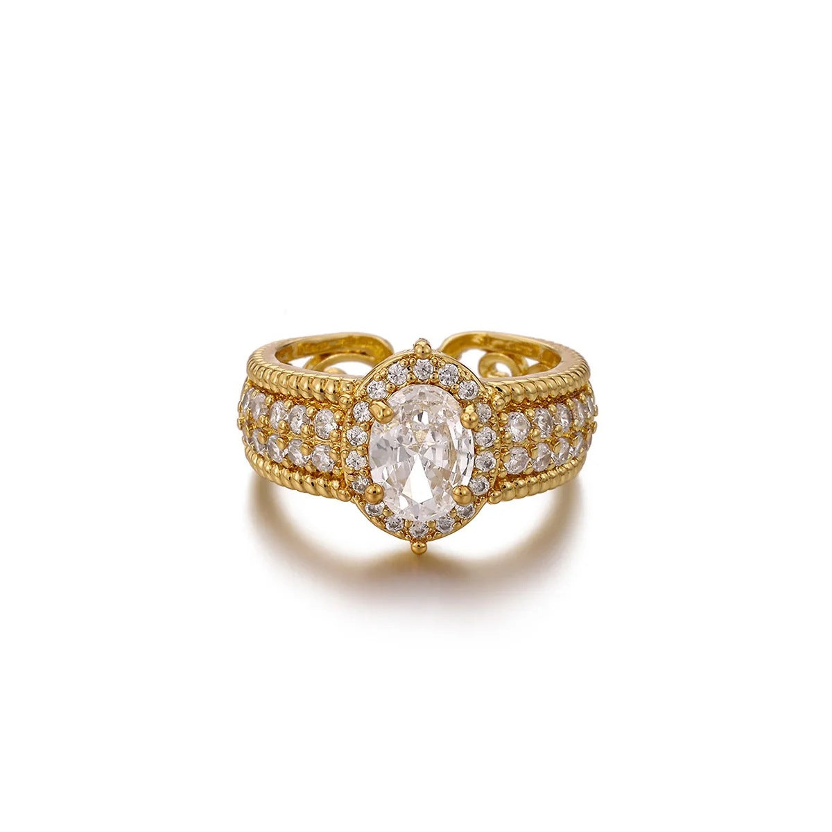 Luxury Geometric Inlaid Zircon Open Niche Trendy Ring