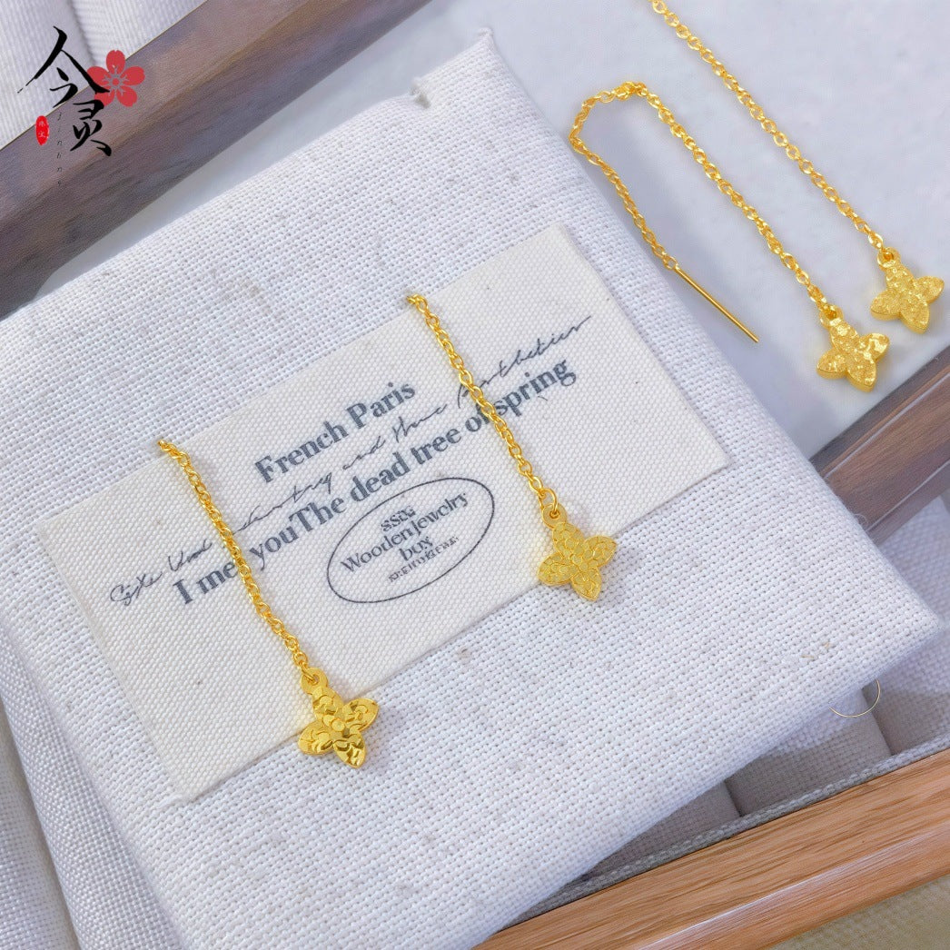 Flash Mush Ice Four-leaf Clover Love Coin Female Affordable Luxury Ear Line