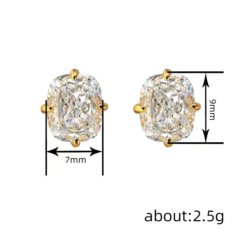 Square Zircon Source Simple Minimalist Inlaid Exquisite Light Earrings