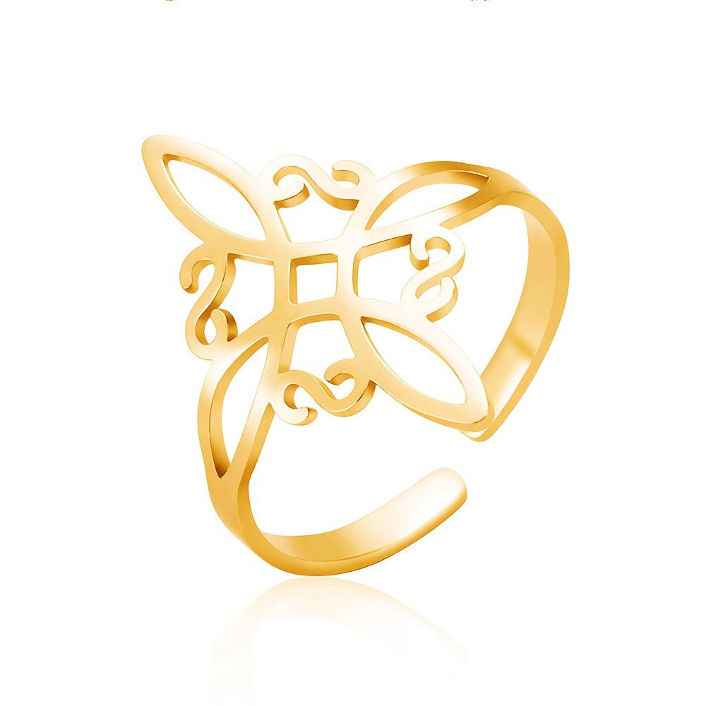 Simple Temperament Entry Lux Alloy Witch Knot Couple Rings