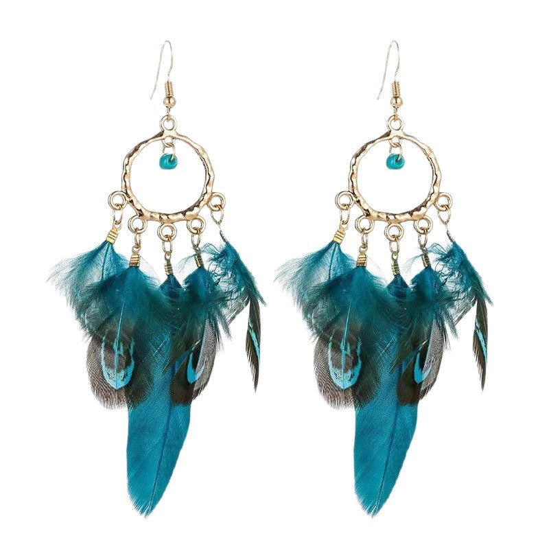 Women's Feather Yunnan Travel Vacation Retro Ethnic Earrings