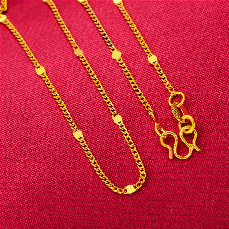 Women's Placer Gold Gold-plated Water Wave Chain Necklaces