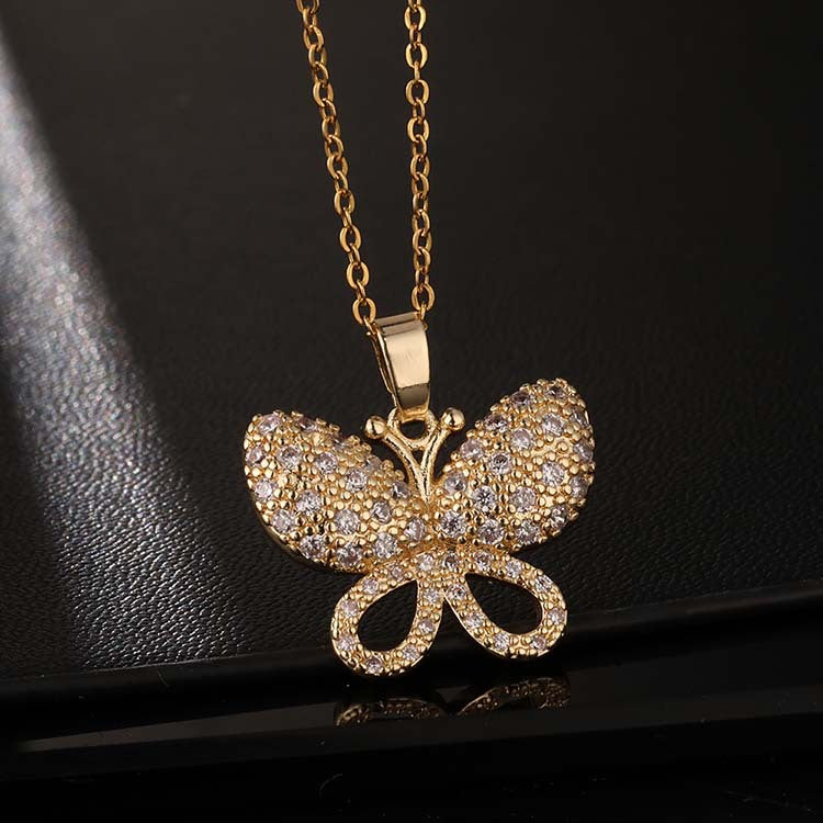 Women's Design Colorful Zircon Butterfly Clavicle Chain Trendy Necklace
