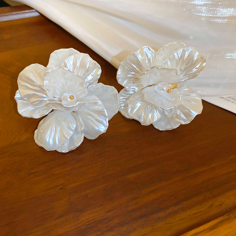 Needle Raffia Fabric White Flower Light Luxury Rings