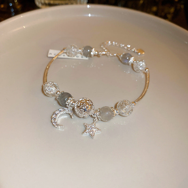 Female Aquamarine Gray Moonlight Natural Crystal Bracelet