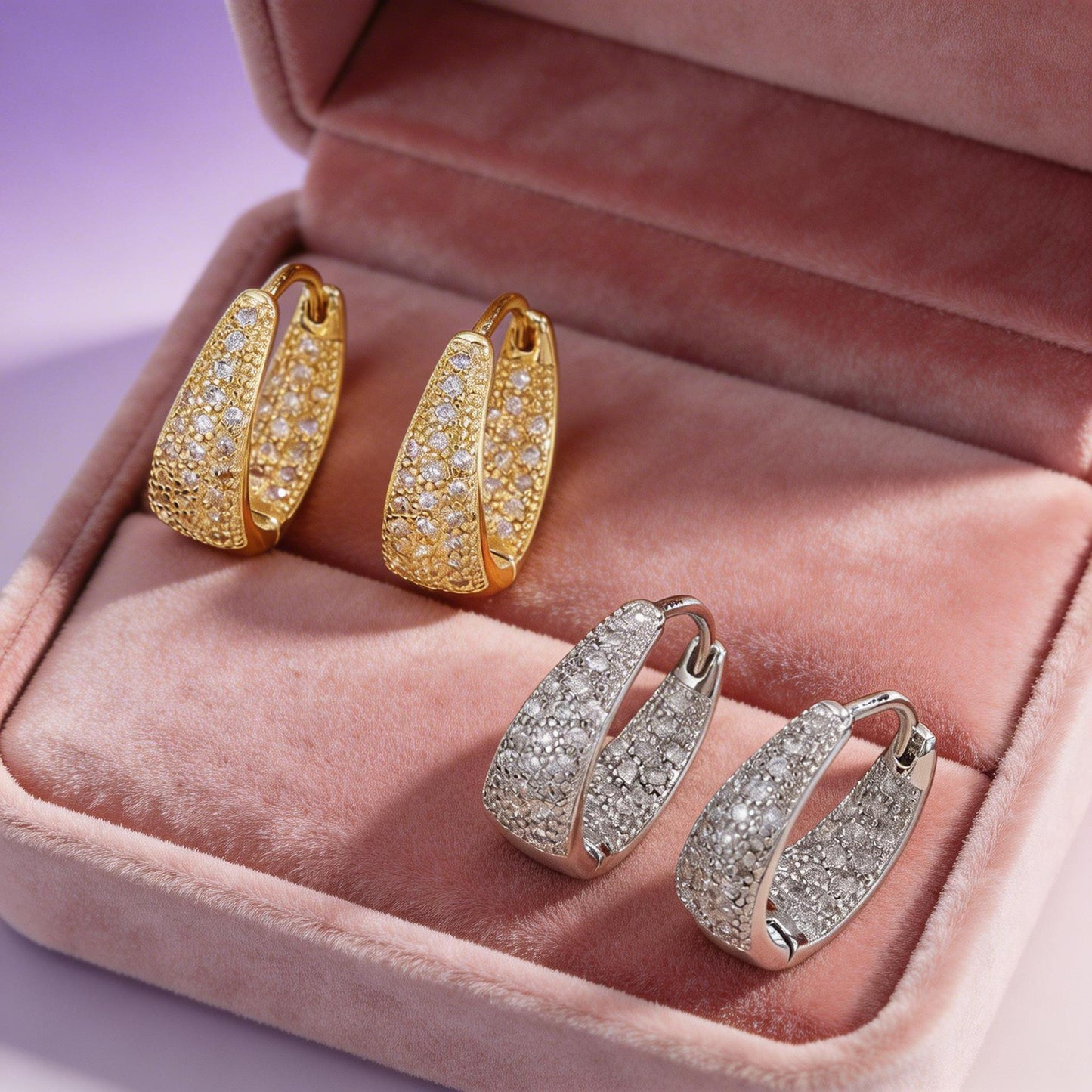 Style Curved Full Zirconium Clip Light Luxury Zircon High Sense Earrings