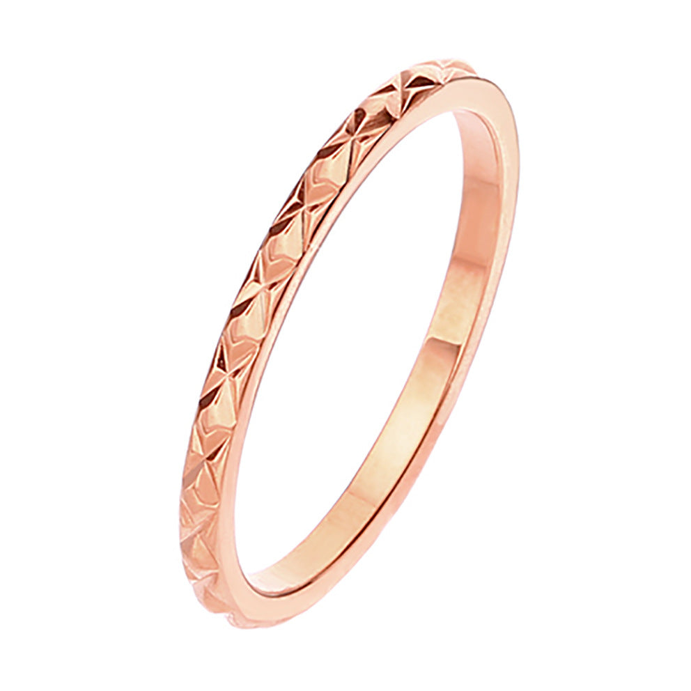 Design Sense Minority Simple Stainless Steel Wheat Rhombus Batch Flower Rings