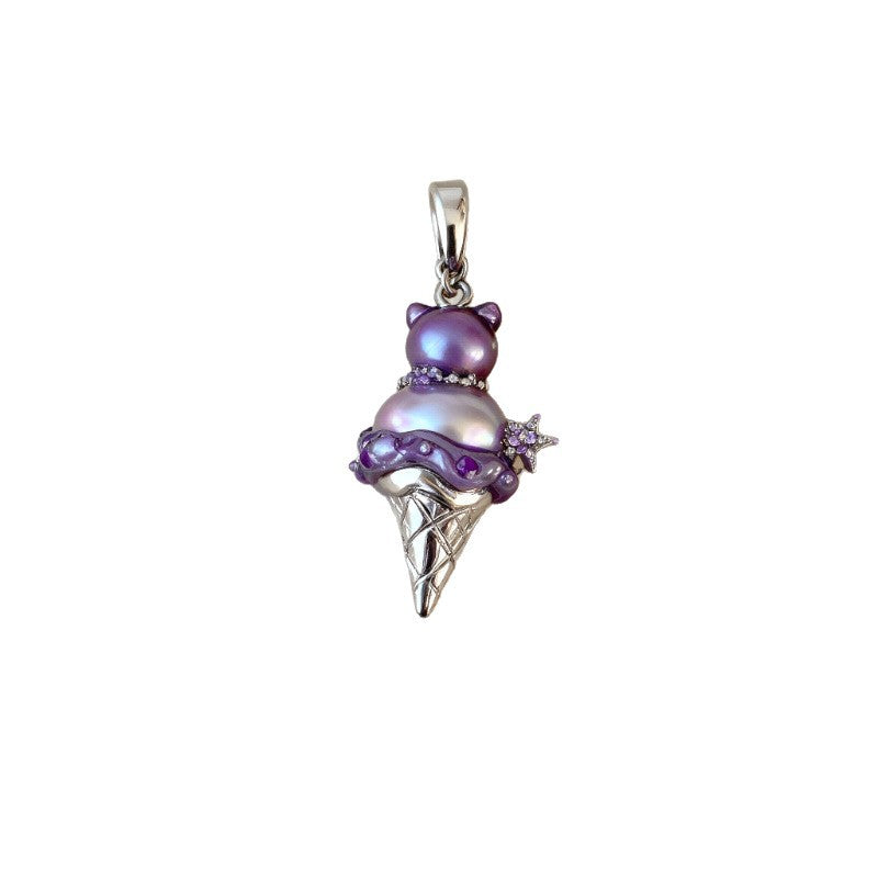 Pearl Ice Cream Bear Head Cupcake Bow Pendants