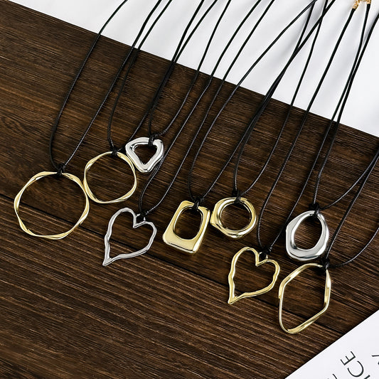 Ornament Simple Geometric Heart Shape Hollow Out Neck Necklaces