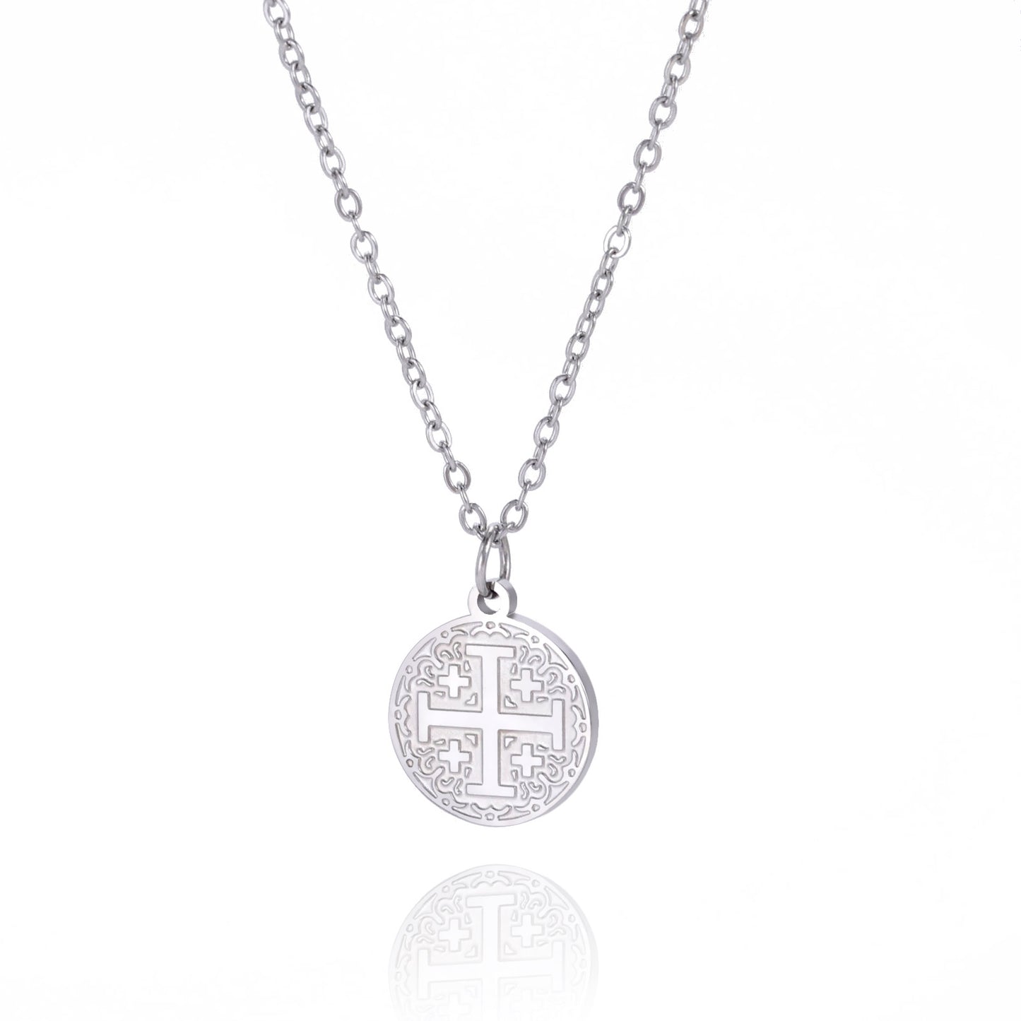 Cut Titanium Steel Round Corrosion Cross Necklaces