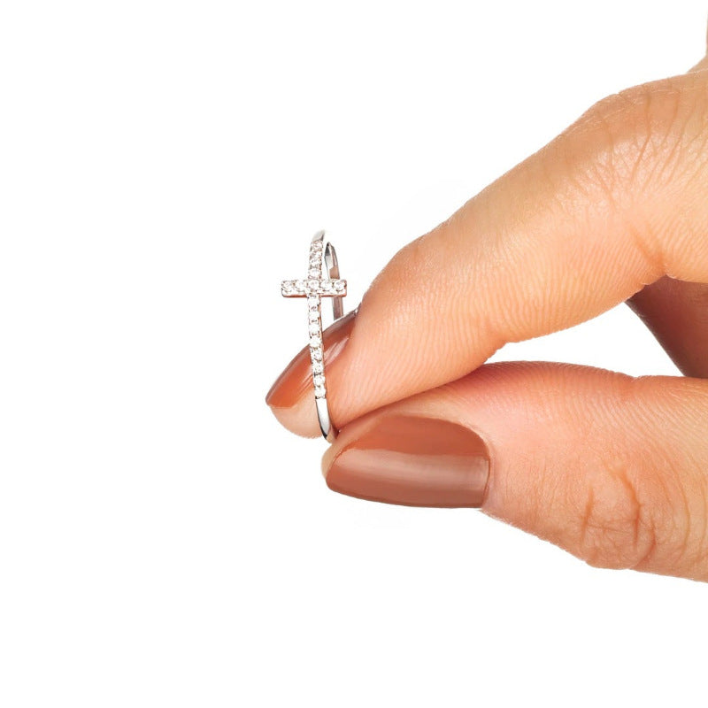 Inlaid Sier Zircon Alloy Female Design Temperament Wild Ring