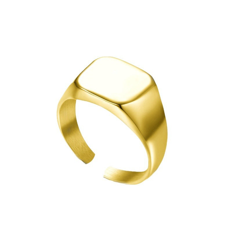 Fashion Geometry Pattern Square Round Smooth Opening Male Rings