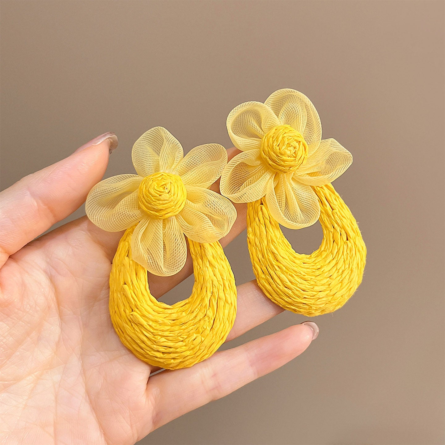 Needle Seaside Fairy Pearl Artificial Flower Tassel Female Stud Earrings