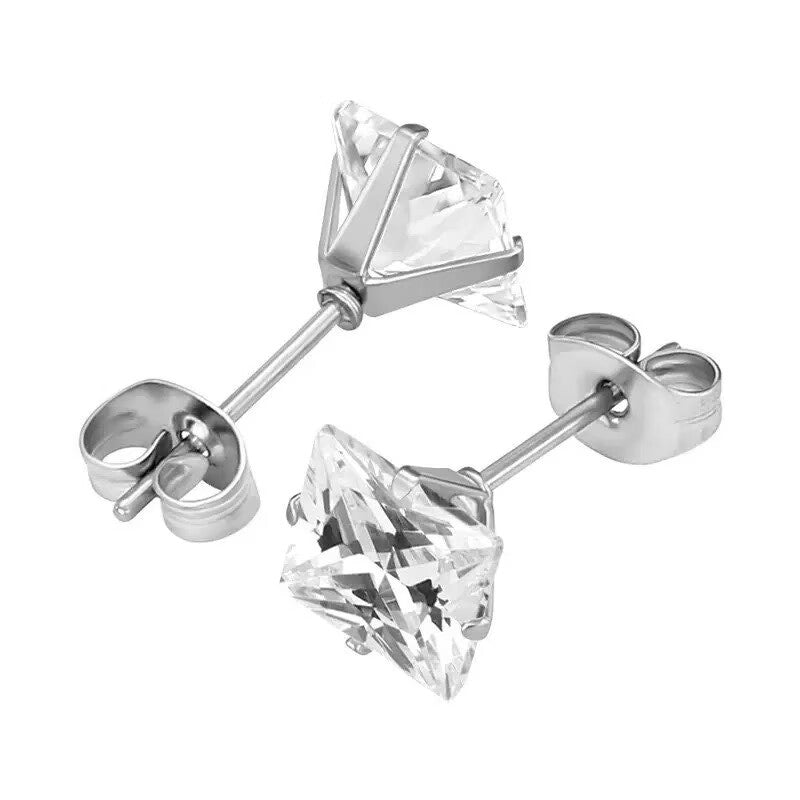 Niche Stainless Steel Square Zircon Color Zirconium Earrings