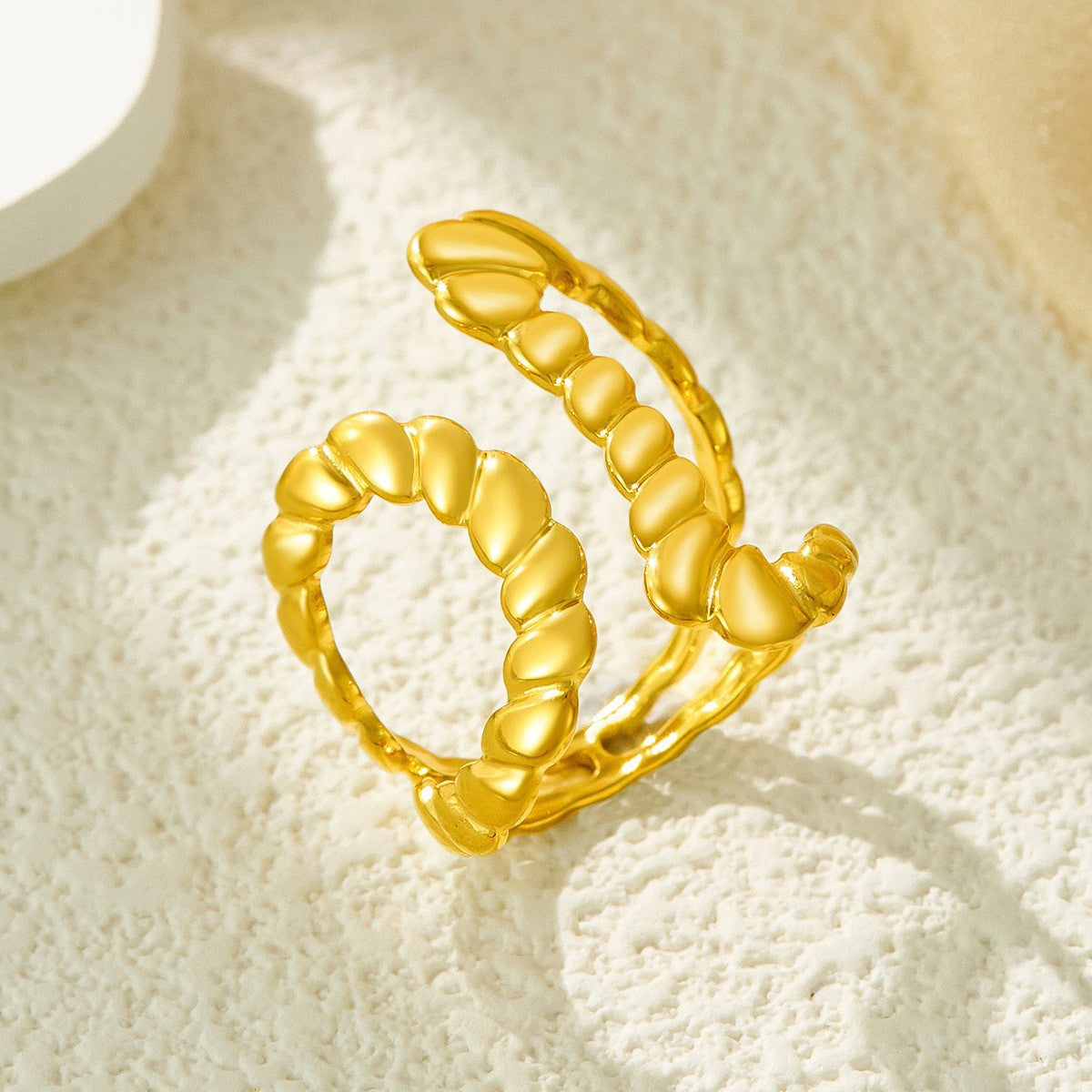 Stainless Steel Irregular Line Love Heart-shaped High-grade Ring