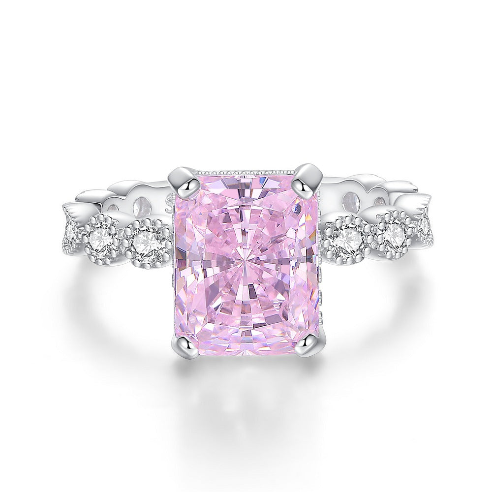 Ice Flower Cut Female Pink Diamond Rings