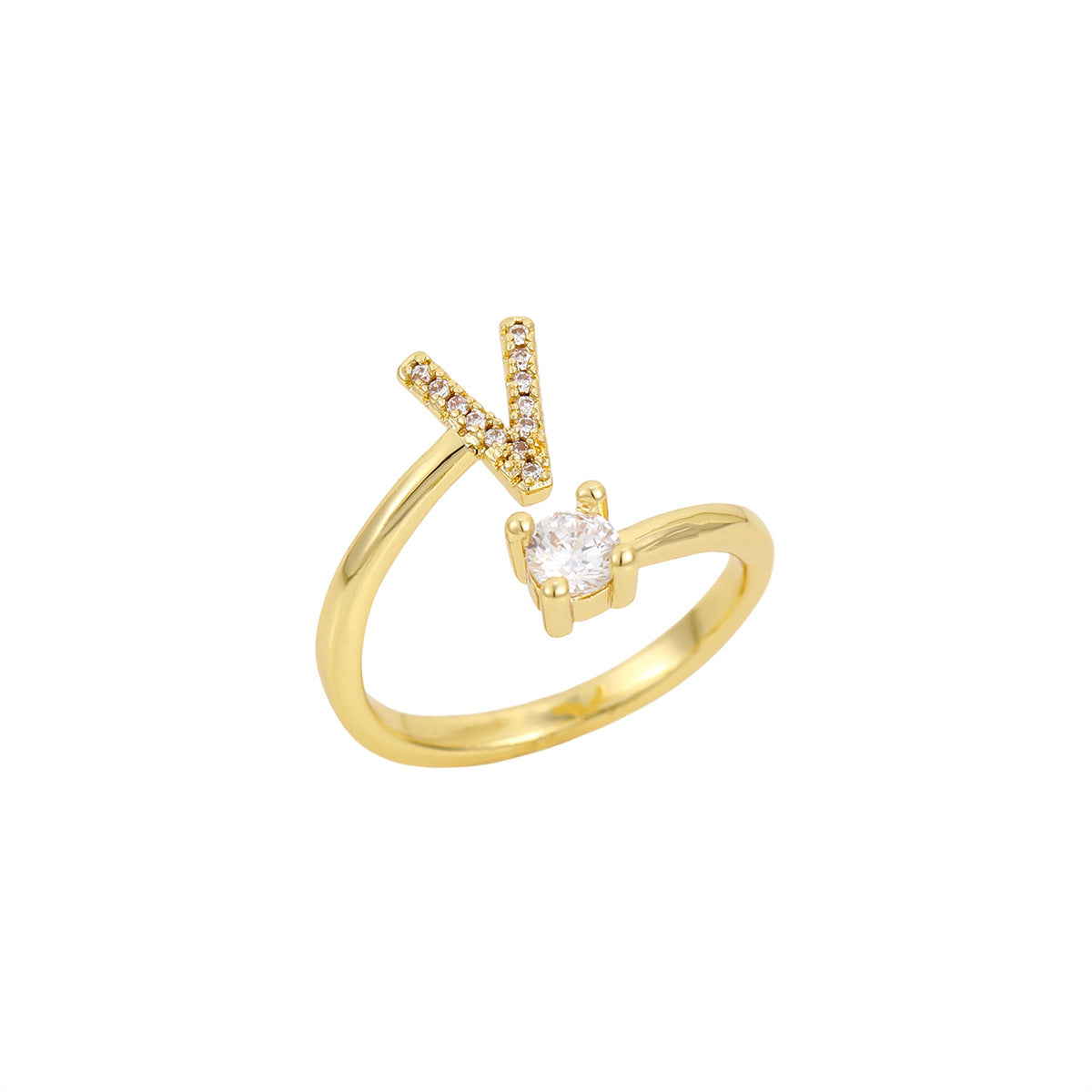 Gold Letter Open Male Female Personality Rings