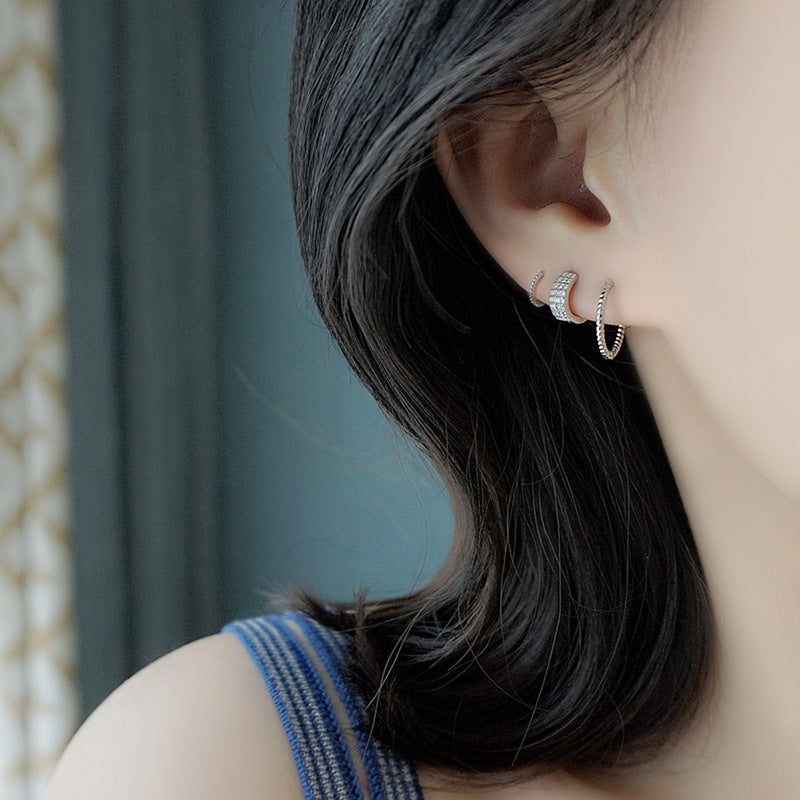 Korean Twist Hoop Simple Elegant Mini Ear Bone Buckle Earrings