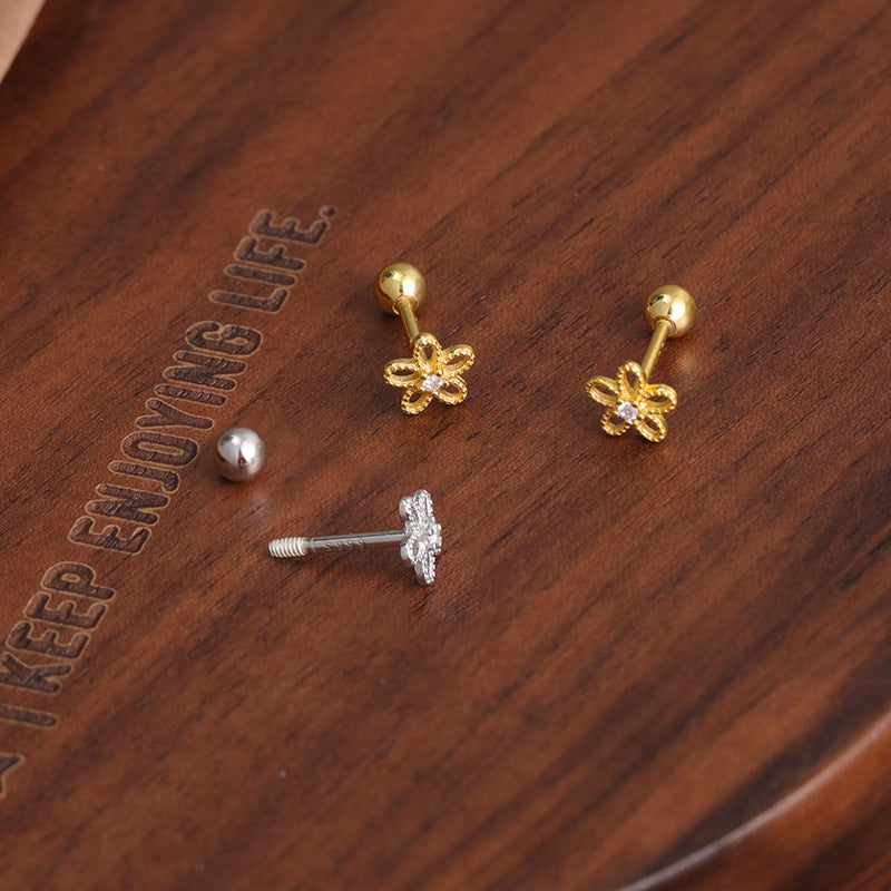 Female Screw Tightening Buckle Design Sense Stud Earrings