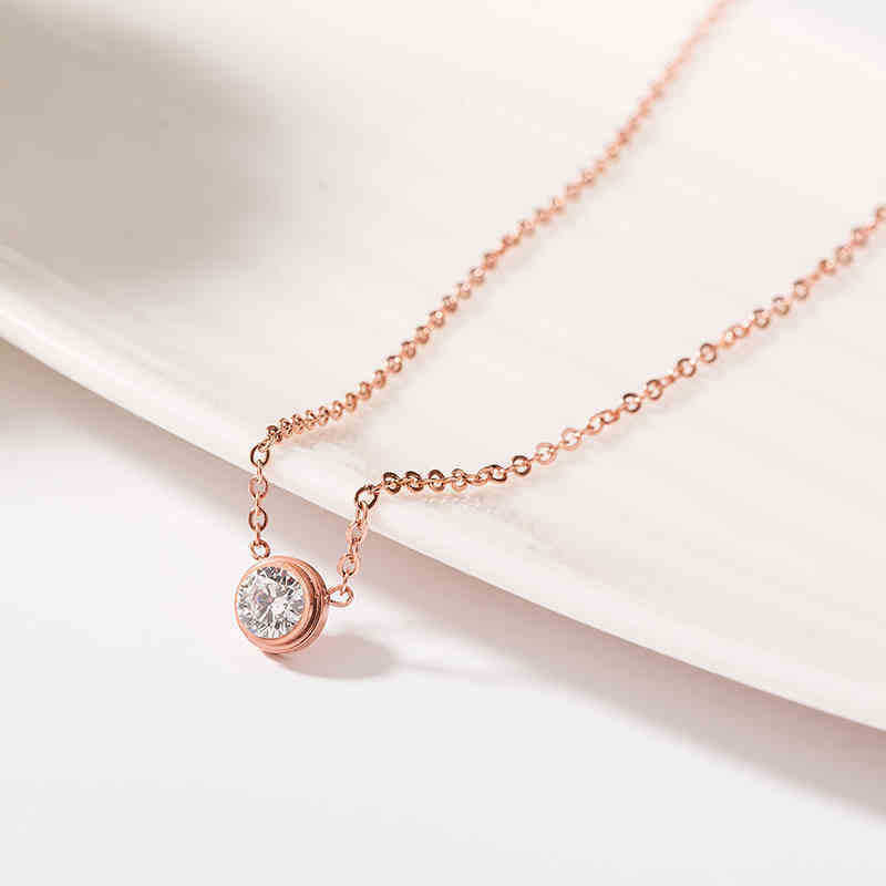 Diamond Zircon Titanium Steel Female Clavicle Chain Necklaces