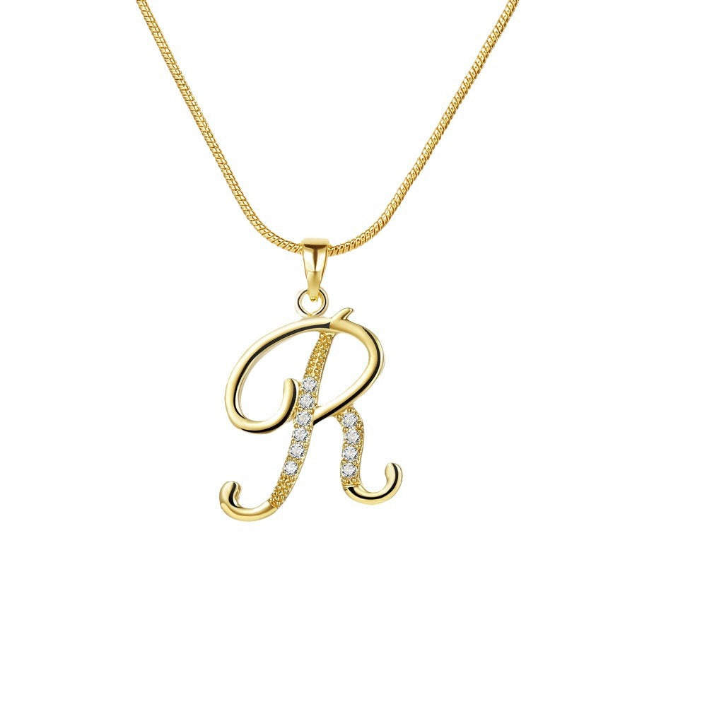 Simple Copper Inlaid Zircon Snake Chain Gold Advanced Necklaces