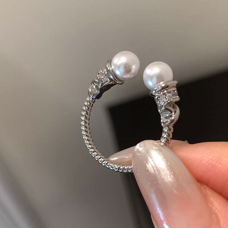 High-grade Zircon Open-end Pearl Female Gentle Rings