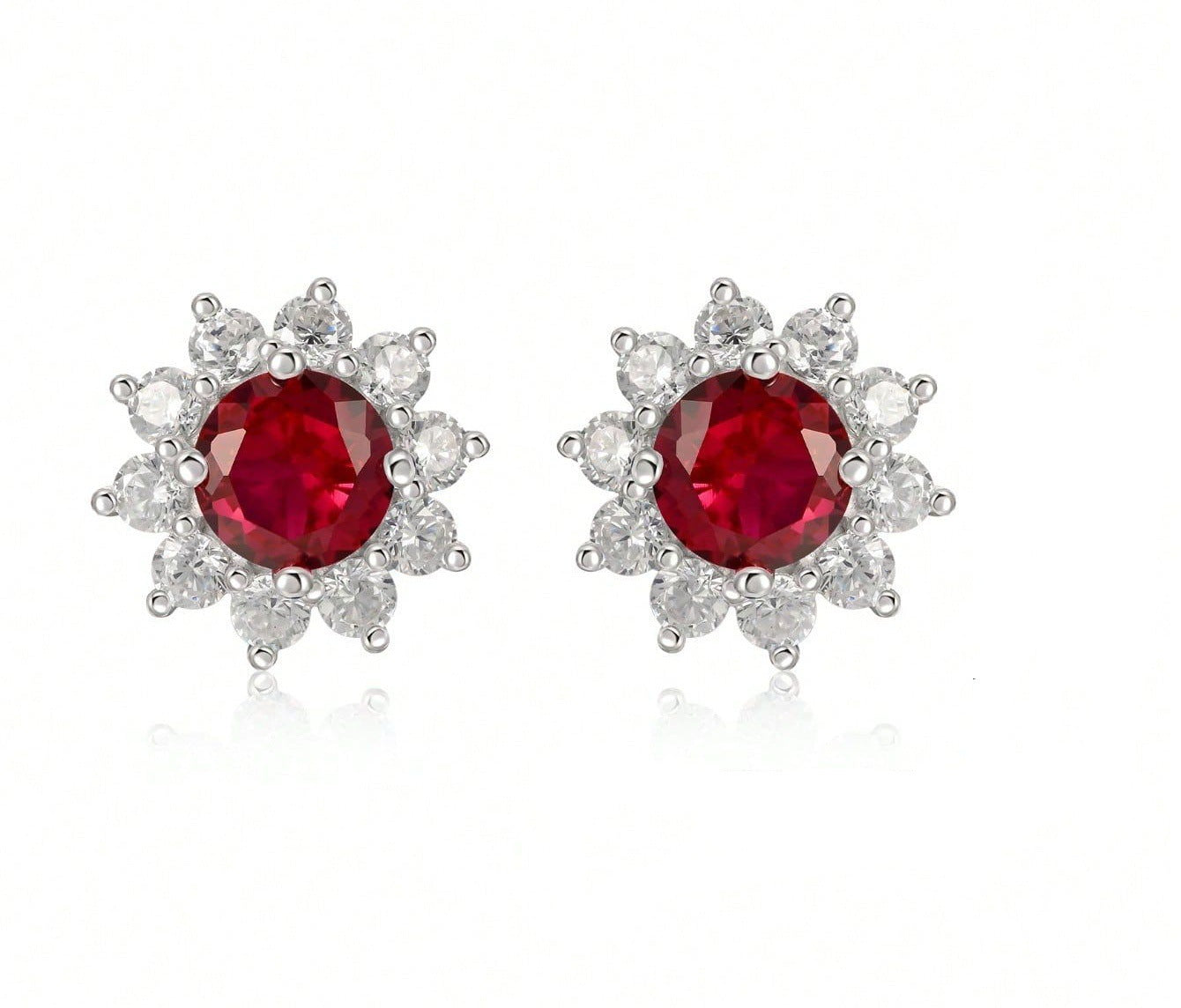 Sterling Sier Inlaid Ruby High Sense Sun Flower Rings