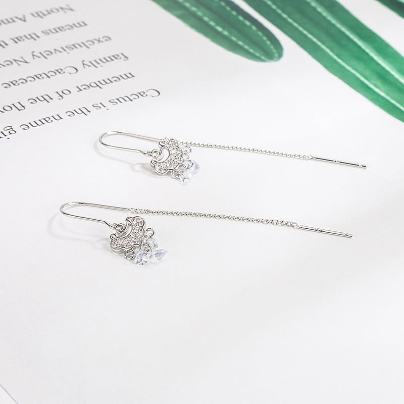 Women's Design Zircon Tassel Safety Lock Fashionable High-grade Earrings