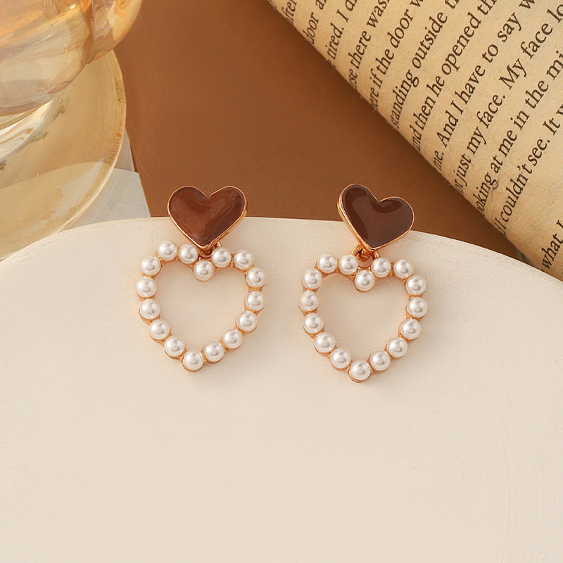 Simple Retro Sier Needle Pearl High Sense Ear Earrings