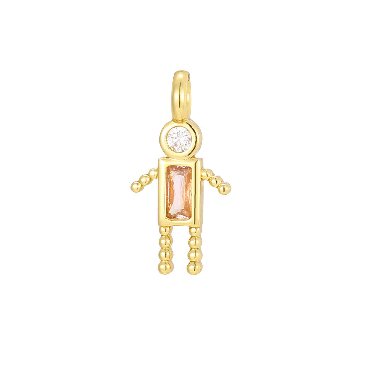 Mini For Boys Copper Plated Real Gold Micro Inlaid Zircon Pendants