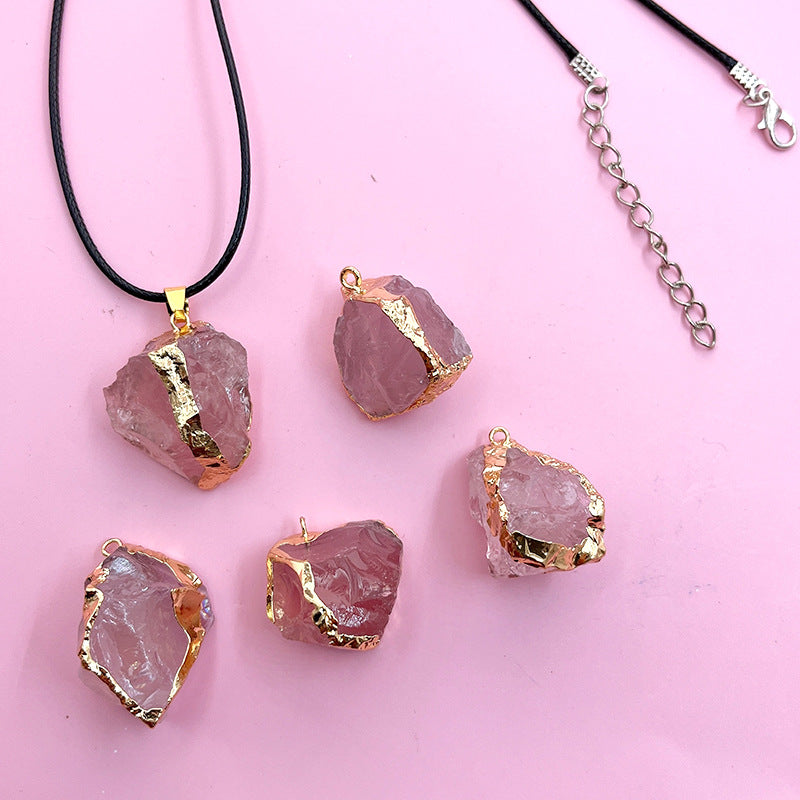 Edging Gilding With Shape Citrine Pink Pendants