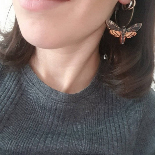 Women's Green Color Skull Moon Butterfly Moth Rings