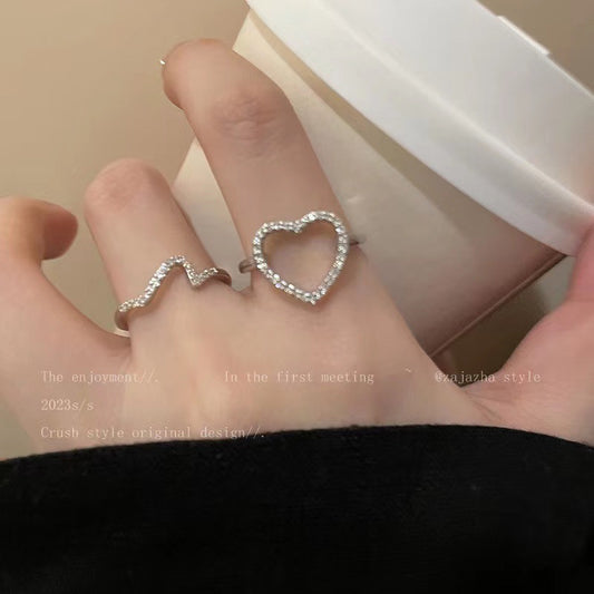 Women's Simple Hollow Out Love Heart-shaped Fashion Personality Affordable Luxury Ring