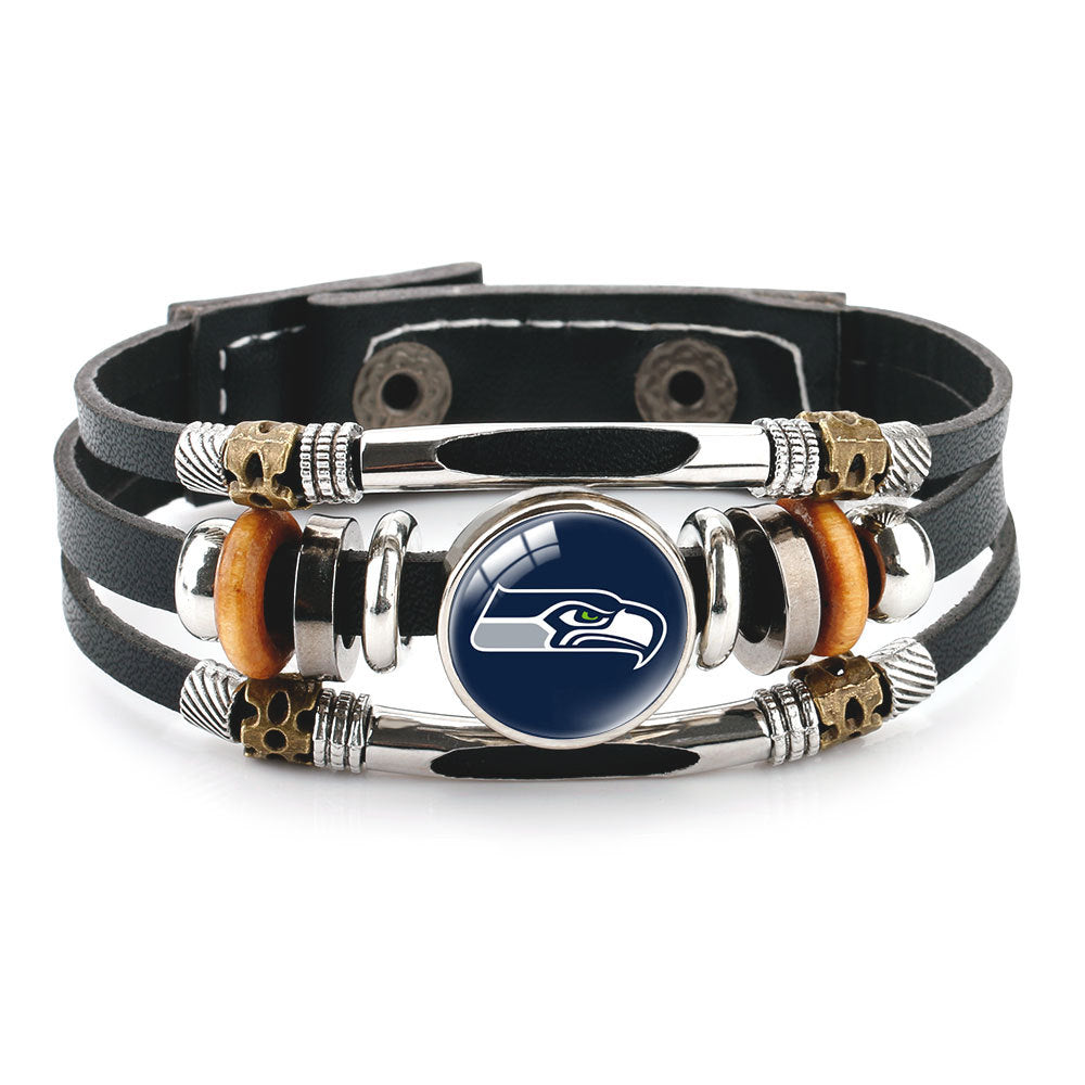 Genuine Leather Hand Professional Rugby League Team Time Stone Bracelet