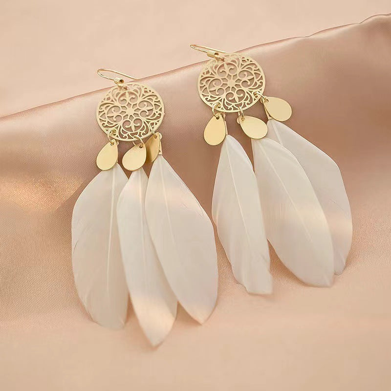 Ethnic Style Vintage Fashion Tassel Elegant High-grade White Earrings