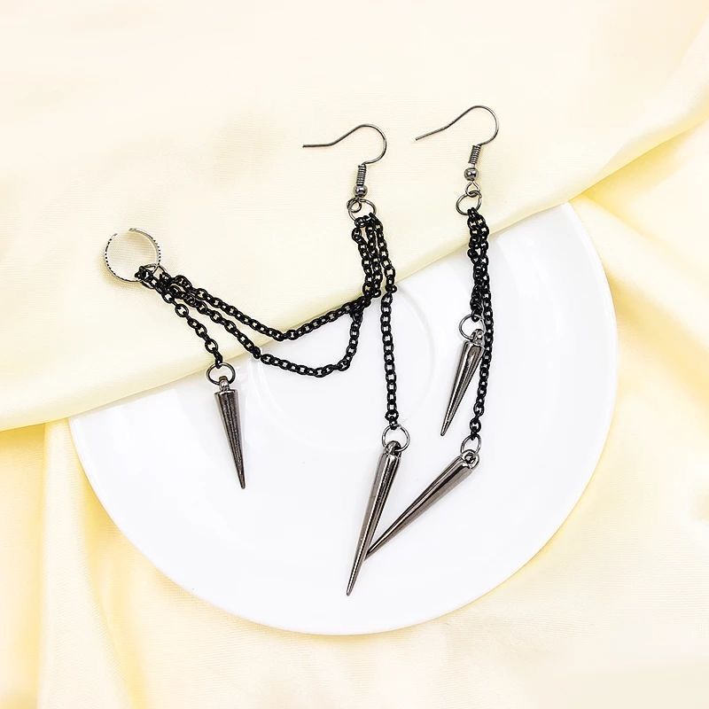 Long Short Rivet Ear Clip Fashion Stud Earrings