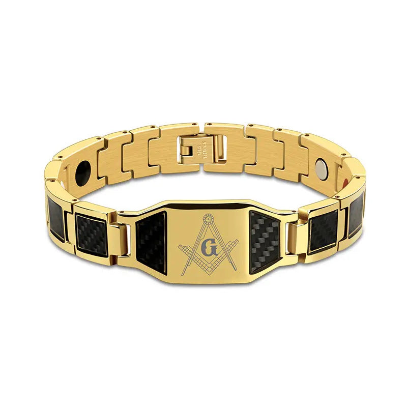 Men's Titanium Steel Gold-plated Carbon Fiber Magnet Bracelets