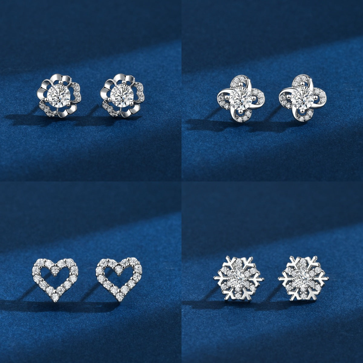 Women's Copper Plated Gold Micro Inlaid Zircon Stud Earrings